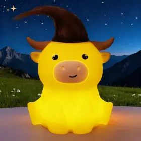 Ds-cow-01 Dreaming My Dream Highland Cow Night Light Cute Dimmable Farm Animal Axolotl