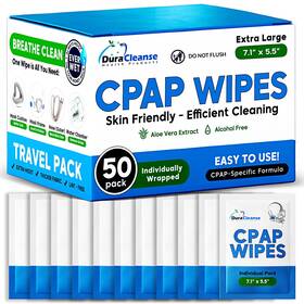 Dura Cleanse 628634093559 Extra Large Cleaning Wipes For Cpap Masks - 50 Unscented Travel