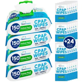 Duracleanse 628634093368 Cpap Mask Cleaning Wipes - 4 Pack 4x150 Count 24 Travel
