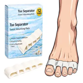 Dzadi 797541914834 Toe Separator Pads For Sweaty Feet 12 Pairs Sweat-absorbing Off White