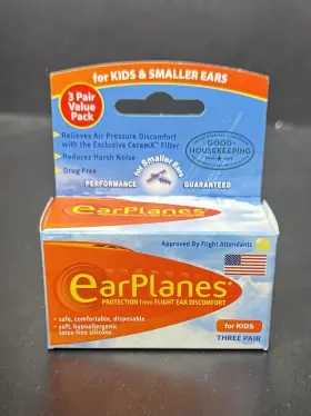Earplanes 794503290012 3 Packs Ear Planes Plugs Childrens Kids Disposable Uncorded Airplane