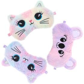 Eldraqth 5317esiw2521 Cute Cat Sleep Masks - 3 Pcs Colorful Plush Eye Covers For Comfortable