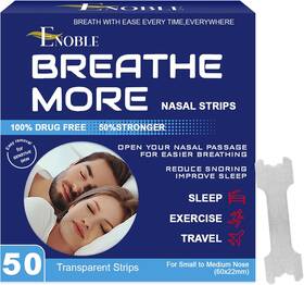 Enoble 445051793762 Breathe More Extra Strength Clear Nasal Strips For Snoring Relief And Easy Breath