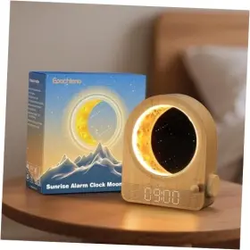 Aj350a Epochleno Sunrise Alarm Clock White Noise Machine And Meteor Moonlight - 10 Soothing Wood