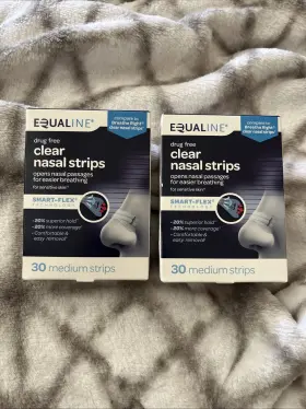 Equaline 041163450257 2x Drug Free Nasal Strips 30 Clear Medium Each Box