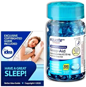 213150 Equare Equate Nighttime Sleep Aid Softgels Maximum Strength 100 Count