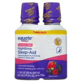 Equate 313098123101 Alcohol-free Diphenhydramine Nighttime Sleep Aid Berry Flavor 50 Mg Twin