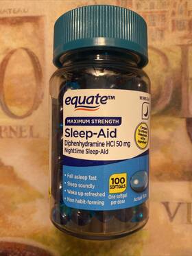 Equate 34234 Maximum Strength Sleep-aid Softgels 100 Count Expires 02/2028
