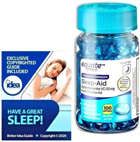 36598 Equate Nighttime Sleep Aid Softgels Maximum Strength 100 Count