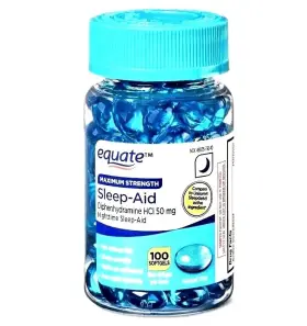 4698 Equate Nighttime Sleep Aid Soft Gels Maximum Strength 100 Count