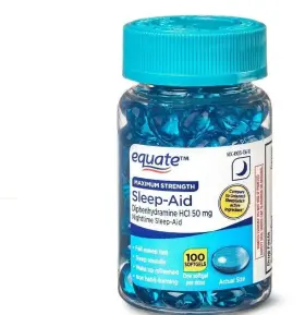 6454 Equate Maximum Strength Sleeping Aid Softgels Pills 100 Count