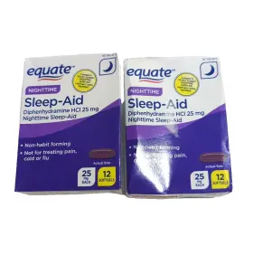 Equate 681131034753 2 Nighttime Sleep Aid 25mg - 12 Softgels Each Exp 10/26
