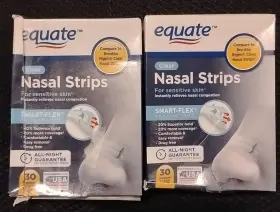 Equate 681131068420 2x Nasal Strips For Sensitive Skin 30 Medium Clear Smart Flex