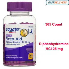 7892966 Equate Diphenhydramine Hcl 25mg Caplets For Nighttime Sleep Support 365 Count