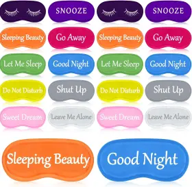 Eurzom 744110261394 20 Pieces Funny Eye Sleeping Mask Bulk With Adjustable Strap Blackout