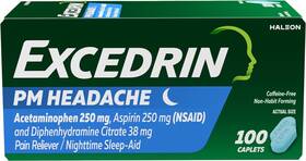 Excedrin 53454 Pm Sleep Aid With Headache Relief For Nighttime 100 Caplets