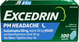 53454 Excedrin Pm Sleep Aid With Headache Relief For Nighttime 100 Caplets