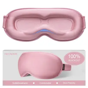 3dwe-pi1 Facemoon 3d Weighted Pink Eye Mask Memory Foam Blackout Sleep For Travel