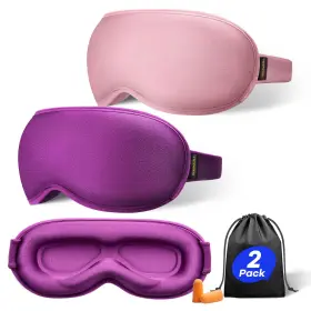 3dwe-pipu-2p-sl006 Facemoon Weighted Sleep Mask 2 Pack - 3d 1 Count Of Purple And Pink