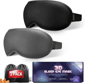 Facemoon 726084880320 Weighted Sleep Mask 2 Pack 3d Contoured Eye Masks For Best Blackout