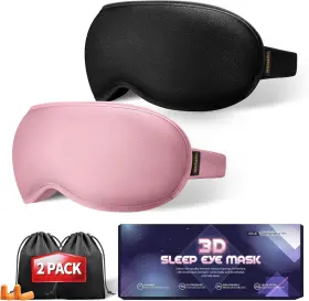 Facemoon 726084961180 Weighted Sleep Mask 2 Pack 3d Contoured Eye Masks For Best Blackout