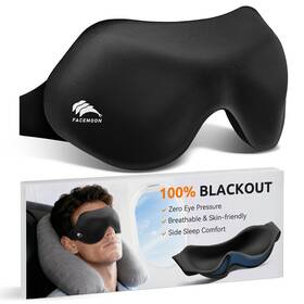 Facemoon Fm25sm1blbrb02 3d Contoured Sleep Mask For Men Light Blocking Eye Black