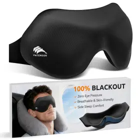 Fm25sm1blbrb02 Facemoon 3d Contoured Sleep Mask For Men Light Blocking Eye Black