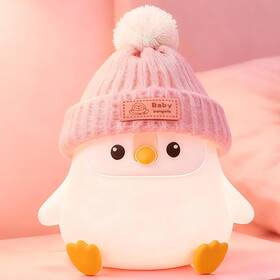 Famiduo Ds-pg-02 Penguin Silicone Night Light Cute Pink Lamp With Hat Baby