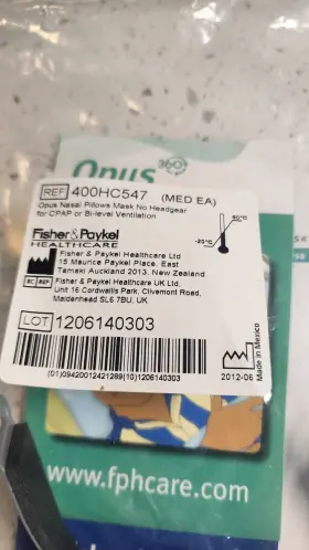 400hc547 Fisher & Paykel New And Original Opus Nasal Pillows Mask No Headgear Medium
