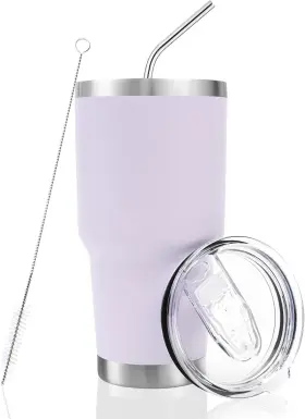 Fisher & Paykel 744110165098 30 Oz Stainless Steel Insulated Tumbler Travel Mug With Straw Slider Lid Cleani