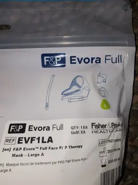Evf1la Fisher & Paykel And Evora Full Face Pap Therapy Mask With Headgear Large A