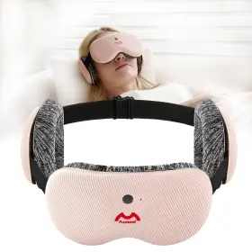 Fismool 790864214544 3d Contoured Sleep Mask With Bluetooth Headphones White Noise Creates Perfec