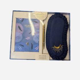 Flawsome Tflaw972 Sweet Dreams Sleep Diary Cotton Mask And Pen Set Navy Blue Gold