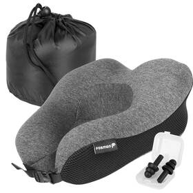 Fosmon 51026hom Travel Neck Pillow With Earplugs And Storage Bag Soft Comfortable M