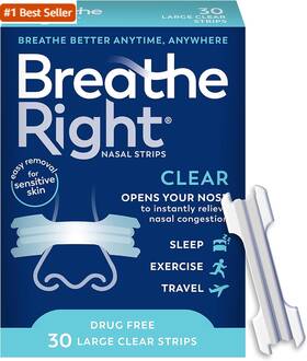 Foundation Consumer Healthcare 445036189122 Breathe Right Nasal Strips Clear Large 30ct Packaging May Vary