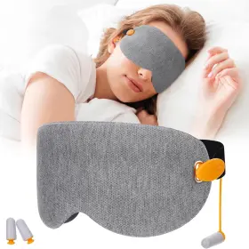 Fzac12121155-02-light Freshme 3d Sleep Mask With Removable Earplugs For Sleeping Noise Light Gray