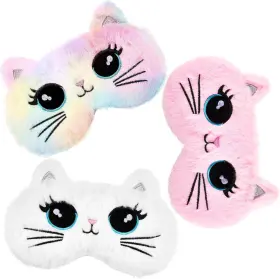 0112546 Geyoga Sleep Mask For Kids Girls Plush Sleeping Eye Cover 3 Pieces Soft Blindfold
