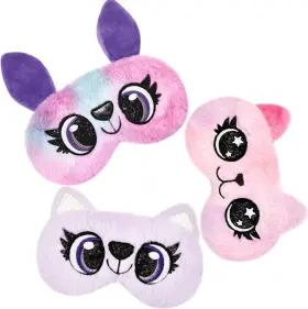 0112617 Geyoga Sleep Mask For Kids Plush Sleeping Eye Cover 3 Pieces Soft Funny Blindfold