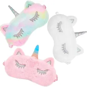 Geyoga 445010818802 Sleep Mask For Kids Girls Plush Sleeping Eye Cover 3 Pieces Soft Blindfold