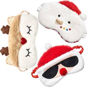 Geyoga 5907 3 Pieces Christmas Eye Masks For Boys And 1 Count Pack Of Red White