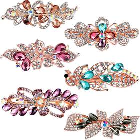 Geyoga B0fkrttxpj 6 Vintage Hair Barrettes For Women Retro Flower Pearl Crystal Clips