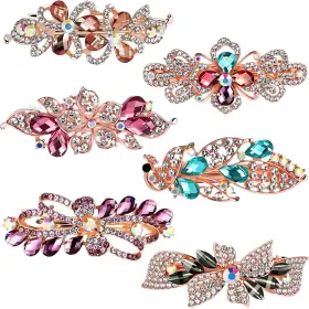 B0fkrttxpj Geyoga 6 Vintage Hair Barrettes For Women Retro Flower Pearl Crystal Clips