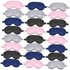 Geyoga Bq-geyoga-7853 24 Pcs Silk Sleep Masks Soft Satin Eye For Black Grey Navy Pink