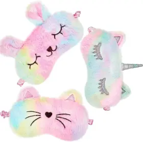 Eye-02 Geyoga 3 Pieces Sleep Mask For Kids Girls Plush Sleeping Eye Cover Soft Blindfold