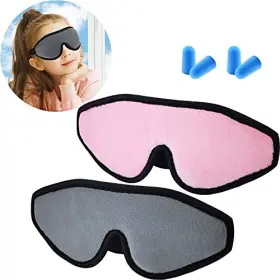 Geyoga-001-w65 Geyoga 2 Pieces 3d Sleep Mask For Kids Memory Foam Contoured Eye Pink And Grey