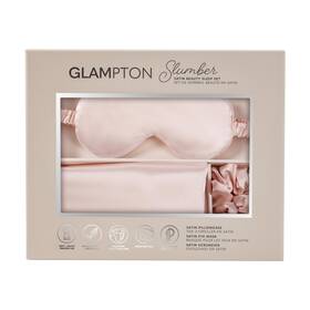 Glampton 810179258580 New Slumber Satin Beauty Sleep Set Peach 3-piece With Pillowcase