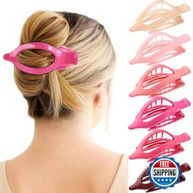 Glaudmeiss B0fk532y8v 6-pack French Flat Hair Claw Clips For Women And Girls 4.7 Inch Alligator Cherry Pin