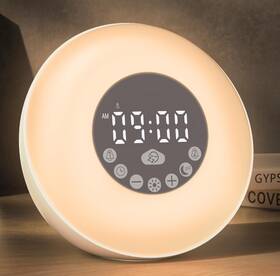 Glocusent 850064765915 Sunrise Alarm Clock For Bedrooms Dual With Sound Machine 14 Whit