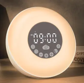 Glocusent 850064765915 Sunrise Alarm Clock For Bedrooms Dual With Sound Machine 14 Whit