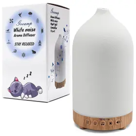 Ss-200-wn-wood Gooamp 200ml White Noise Ceramic Diffuser Sleep Sound Machine With 20 Natural Soothi